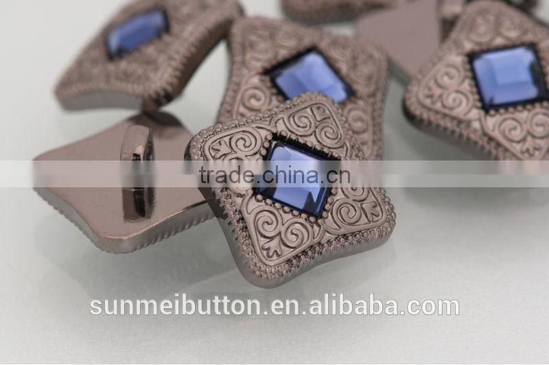 Vintage Square Shape Acrylic Stone Covered Fashion Shank Button