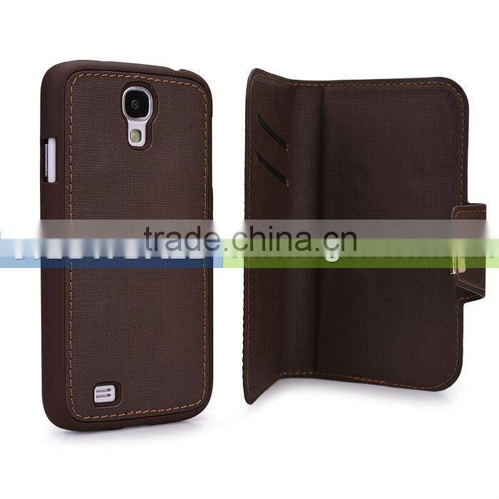 New arrival folio pu leather case for samsung galaxy s4 i9500 with detachable magnetic back cover