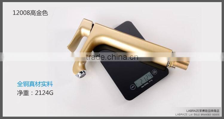 LABRAZE LE12008 Gold Finish Lavatory Basin Long neck Brass Faucets for the bathroom