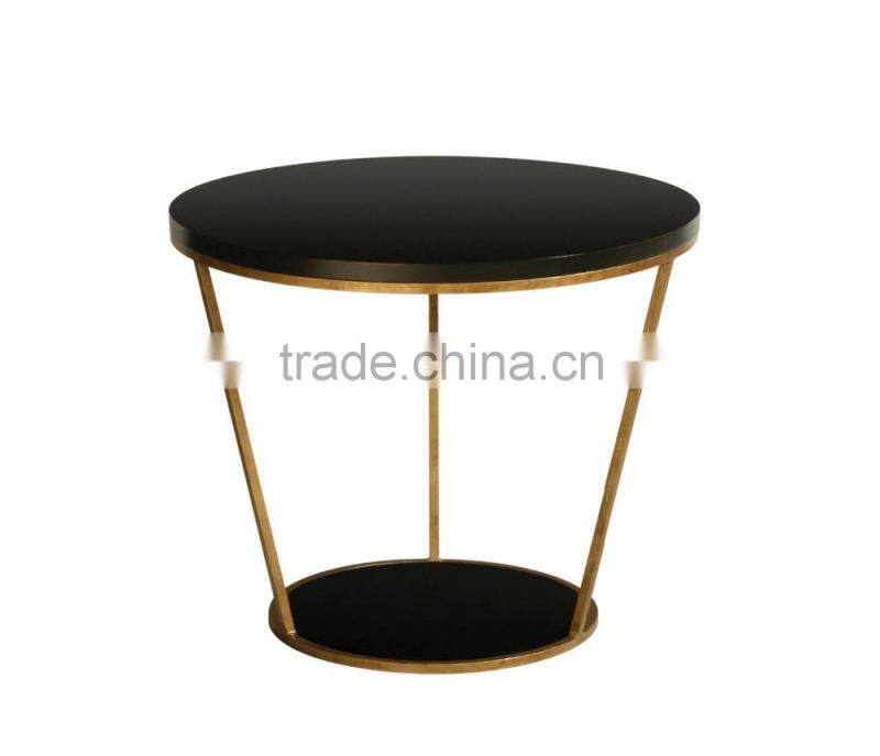 Hot sale modern living room gold wire side table with marble