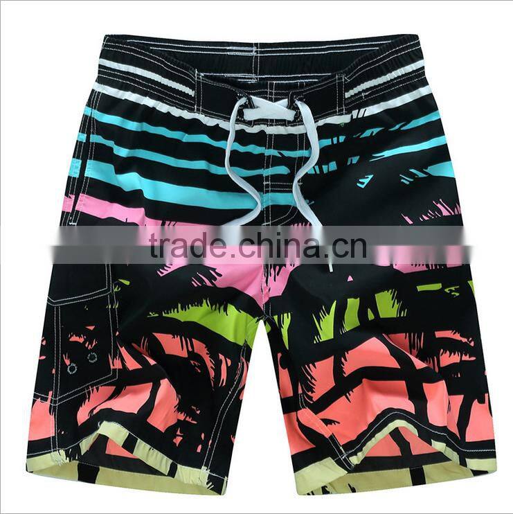 Daijun OEM new design cheap polyester stripe palm beach shorts hot sale blank board shorts