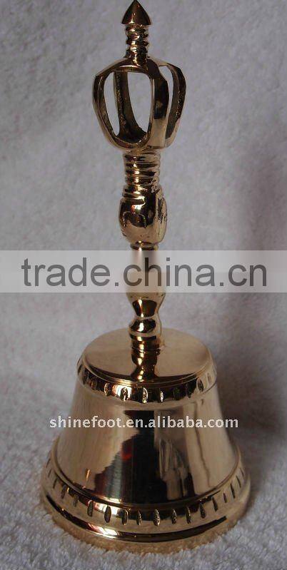 brass tibetan bell for many usages A3-501,with vajra dorje handle(A642)