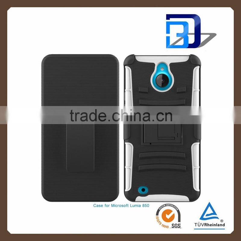 buy from china online 3 in 1 Holster Silicone + PC Hybrid Handy Kickstand Belt Clip Case for Microsoft Lumia 850 accessories
