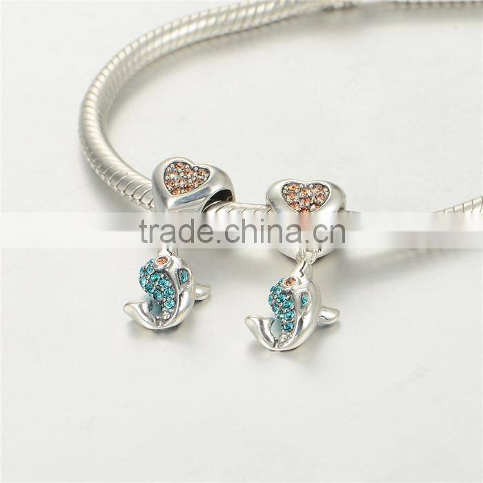 Fashionable Lovely Dolphin Design S925 Jewelry Bracelet Charms