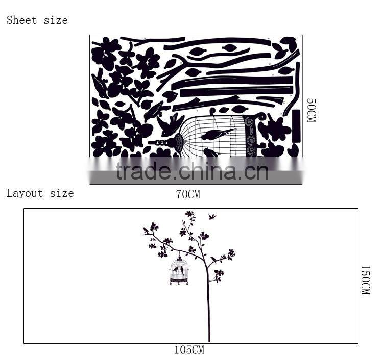 Vinyl Wall Decal Bird Cage Removable Wall Sticker Flying Birds