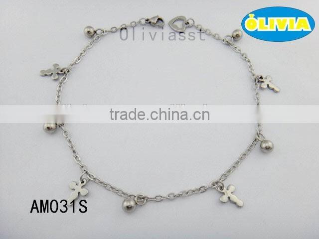 Olivia Jewelry New Styles Trendy Women's Stainless Steel Cross Charm Anklets