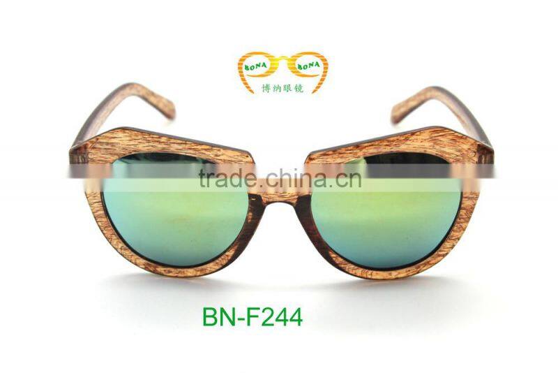 2015 high quality Wooden Frame mirroor lens sunglasses