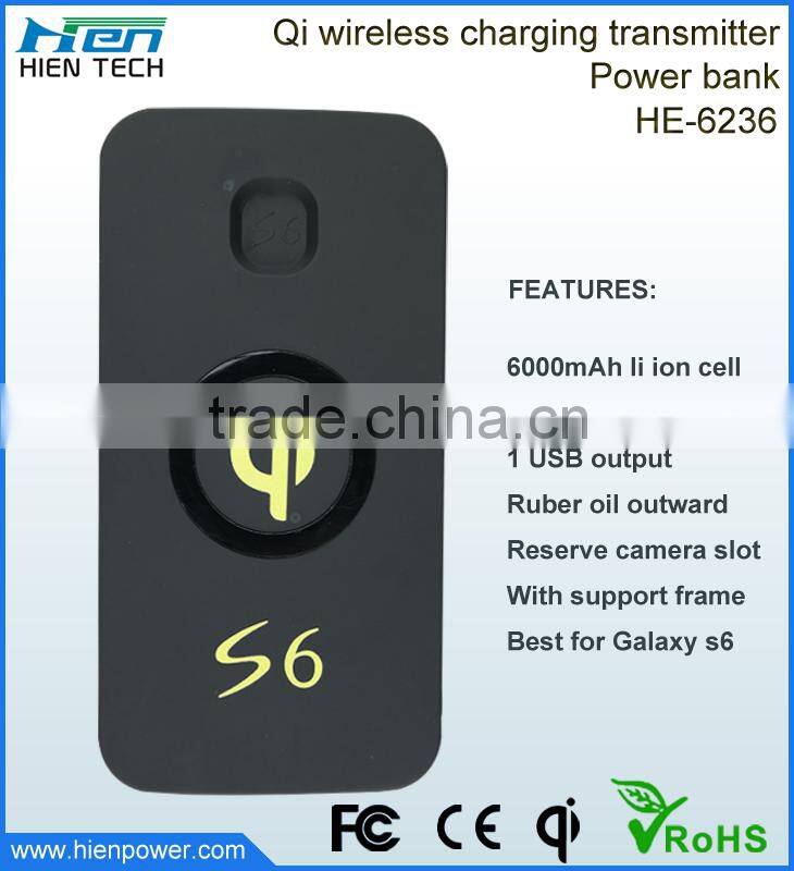 High Quality Qi Wireless Charger Power Bank 6000mAh Rechargeable Battery USB Charging Pad Powerbank for Mobile