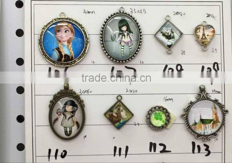 2015 Korea cabochon glass cabochon resin kawaii Time gem,bears silver pendants