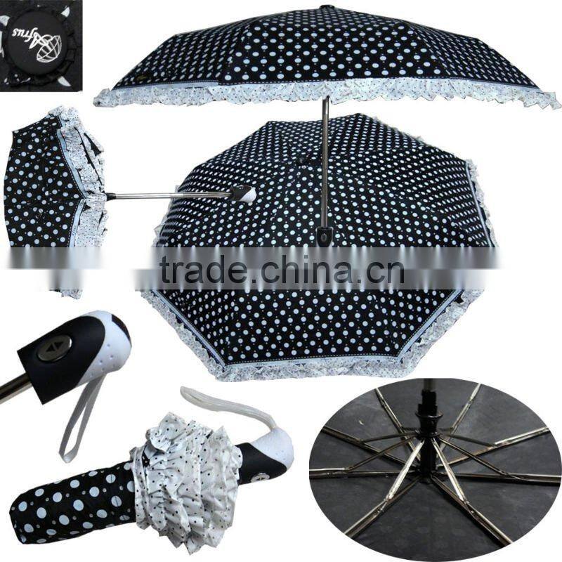 red 3 folding super mini lady fancy design umbrella
