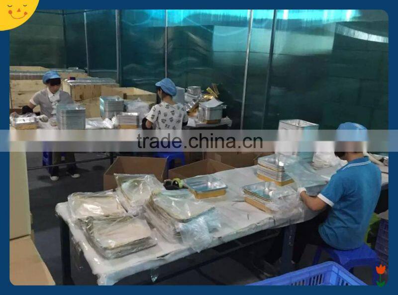 Disposable 4- compartment aluminium foil box for food packaging