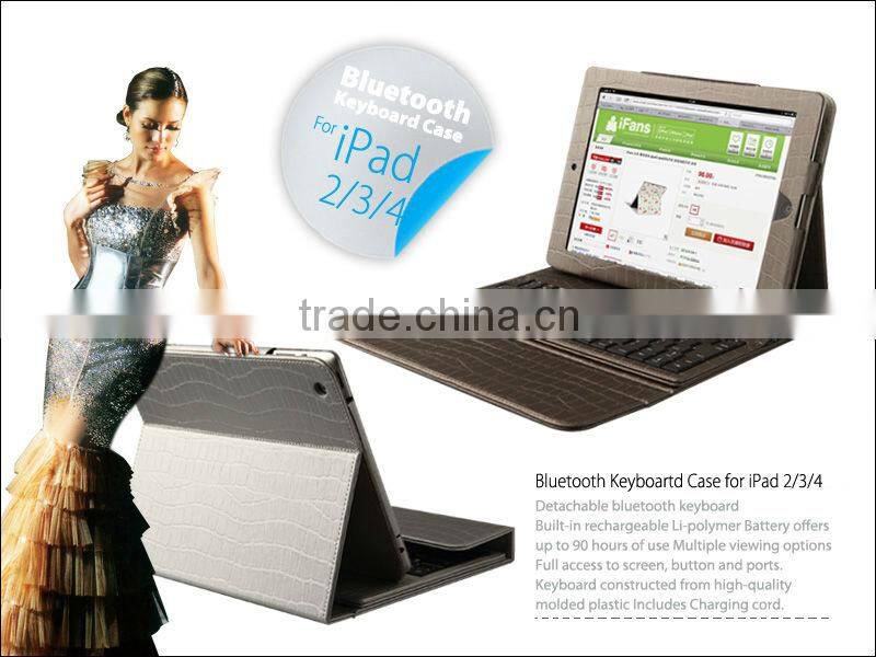 2013 New Tablet Bluetooth Keyboard with Stand Leather Cover for new iPad