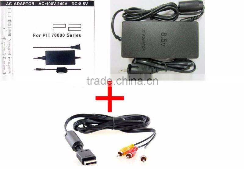 FOR SONY PS2 SLIM AC ADAPTER CHARGER POWER CORD SUPPLY FOR SONY PS2 + AUDIO VIDEO AV CABLE