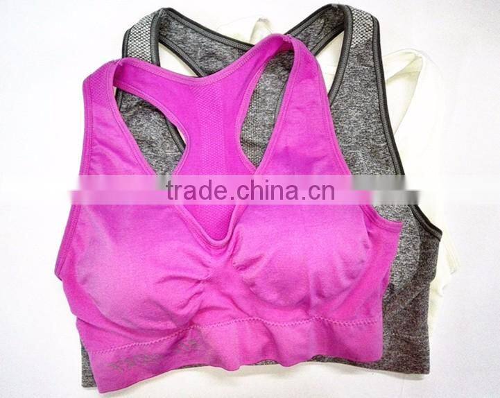 Shantou Womens Yoga Wear Girl Sport Wireless Seamless Running Top Vest Stretch Bras Various Colors Underwear