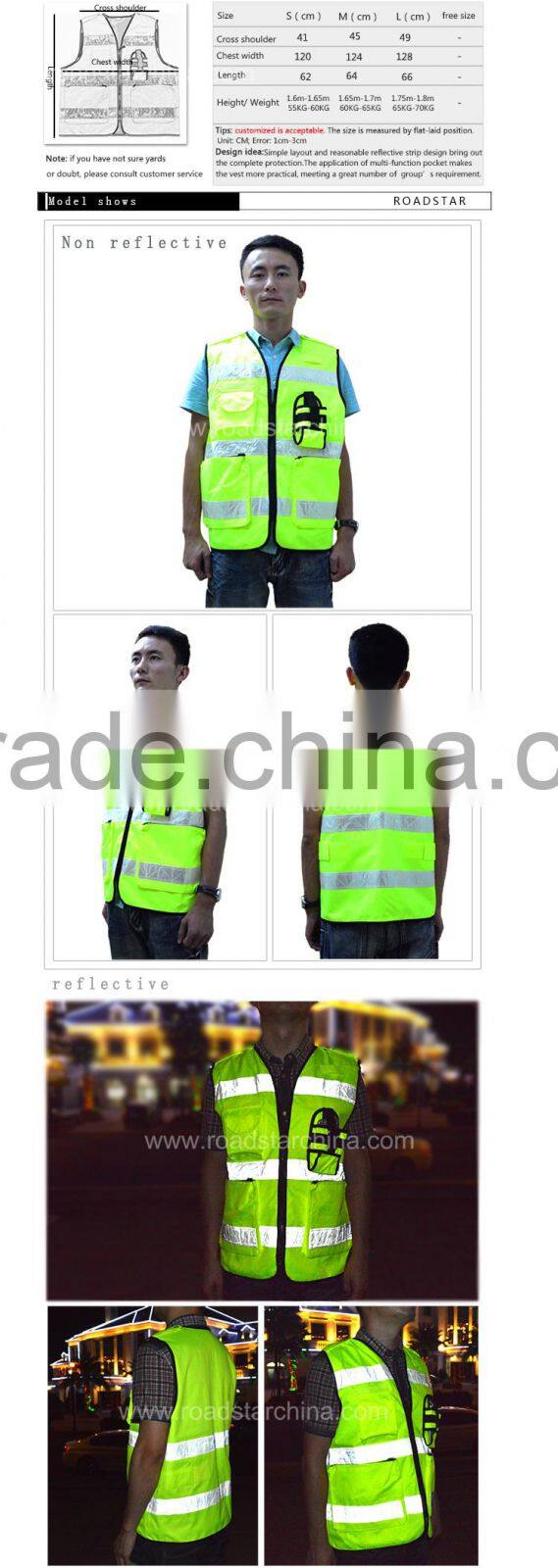 with pocket high visibility reflective safety vest