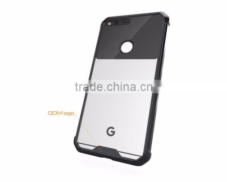 Wholesale Cheap Price Transparent 2 in 1 TPU Bumper + Hard Plastic Hybrid Back Cover Acrylic Clear Case For Google Pixel XL