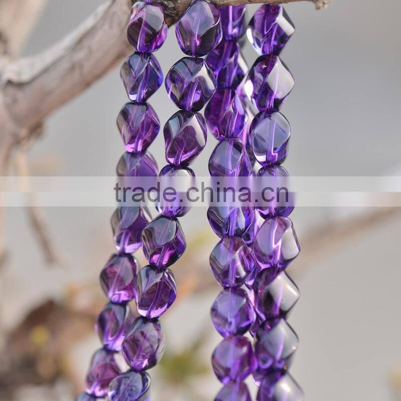 10*12mm twisted synthetic cheap jewerlry beads amethyst decorative stone