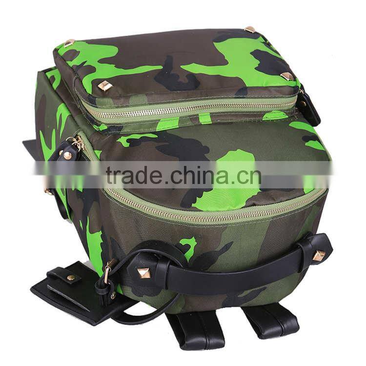 Custom printed fashion camo traveling bag bookbag shoulder student backpack school bag
