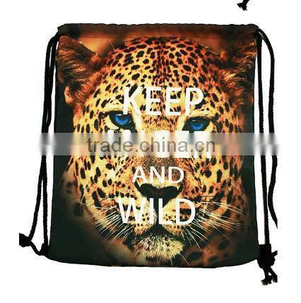 Foldable Tiger Zebra girls 3D printing animal draw string canvas Back pack bag