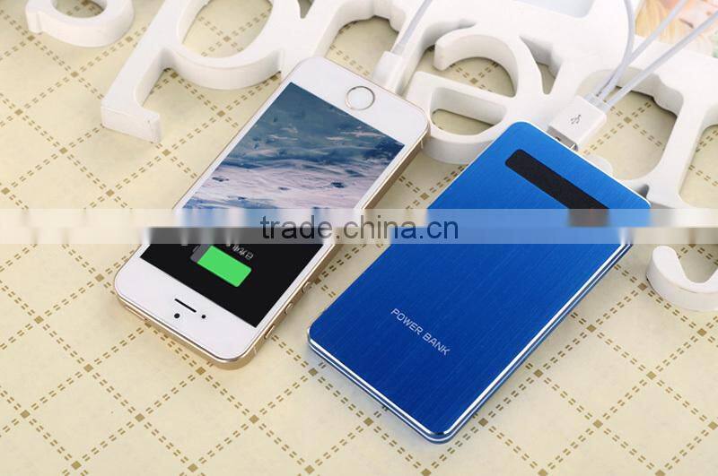 super thin fashionable credit card metal litium ion 4000mah power bank for iPhone, Samsung, iPad charger