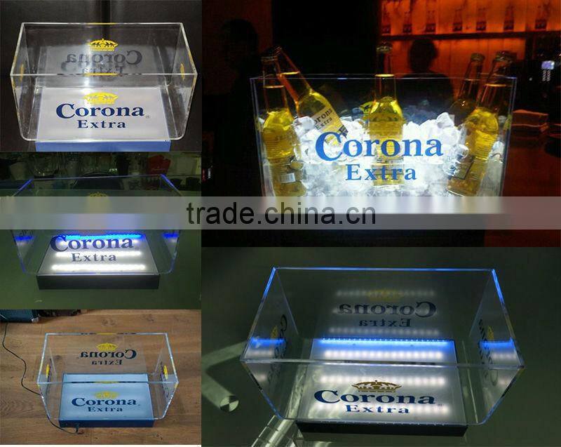 high quality large capacity plastic led acrylic corona ice bucket