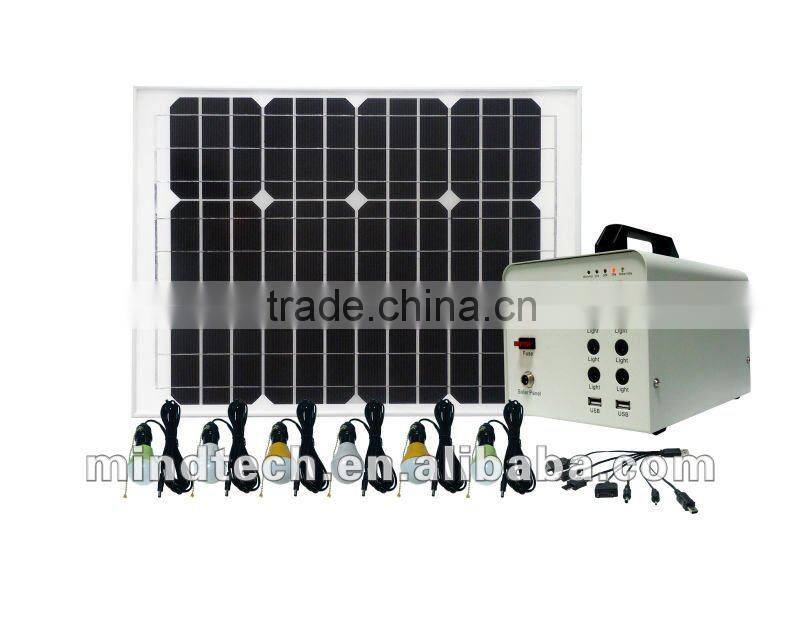 40W portable led solar energy systems with 6 pcs led bulbs/ solar lighting kit for prefab house