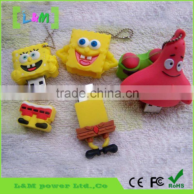 Hot Sale Free Sample silicon/SpongeBob usb flash memory drive