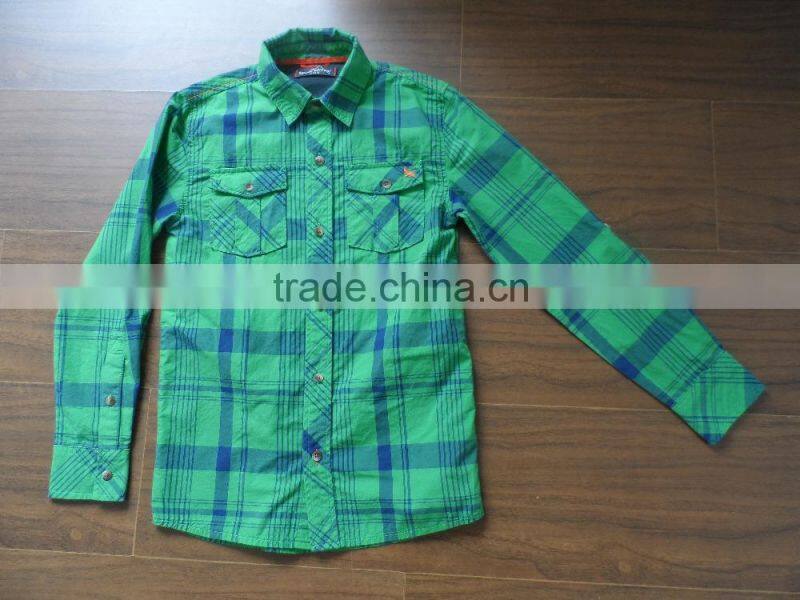 Custom Kids Boys Stylish Outdoor Outwear brushed Cotton Plaid long Shirt