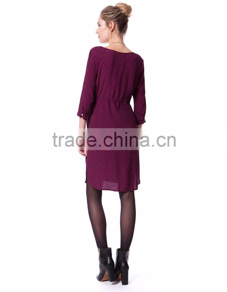 Textured Fabric Maternity Clothes Pregnant Women O-neck