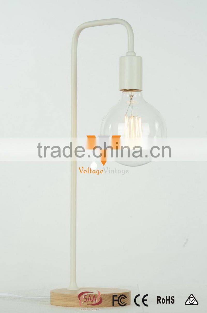 Manufacturer's Premium Wire Iron Table Lamp Wooden Base Desk Lamp Study Bedroom Standing Light