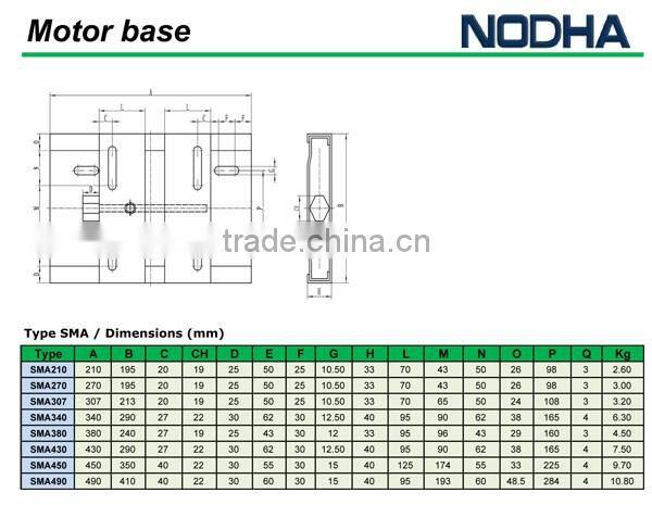 Motor base / Adjustable motor mountings SMA340, SMA430, SMA490