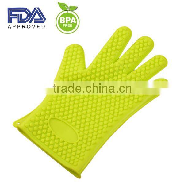 silicone baking glove kitchen glove ,5 fingers BBQ silicone rubber baking glove