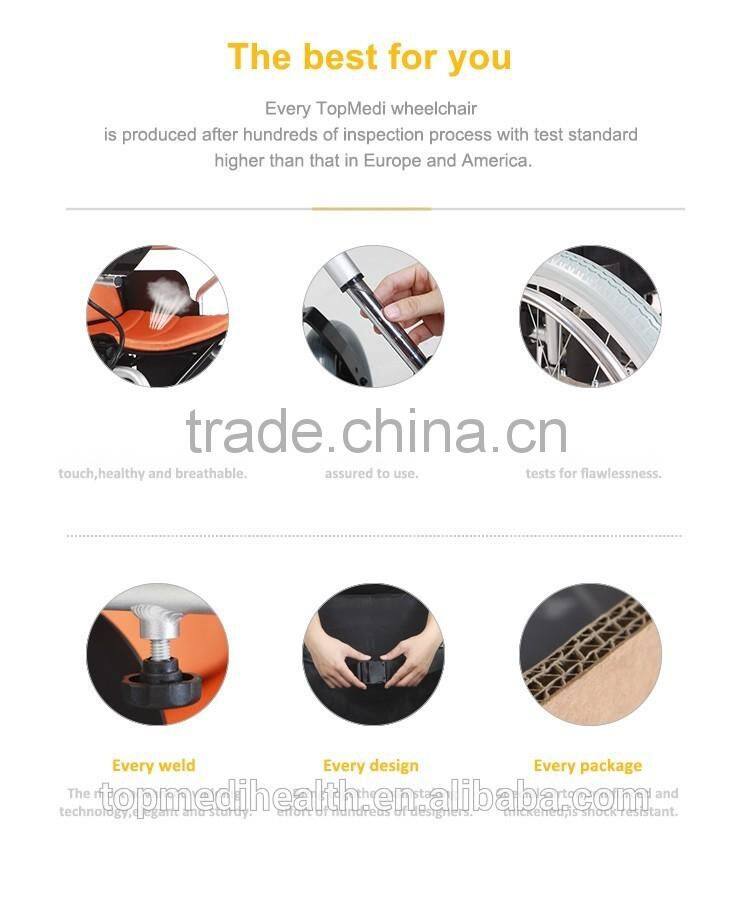 Topmedi elderly care products TAW818LB travel folding cheap price of wheelchair for handicapped