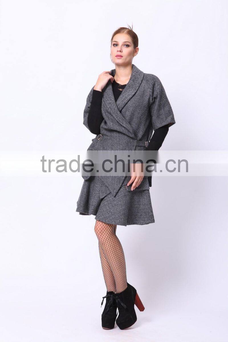 2016 PRETTY STEPS winter collections half sleeve new design coats and woman gender outerwear woven coat