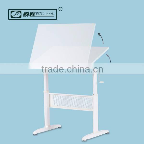 Modern Manual Hand Crank wood drafting desk