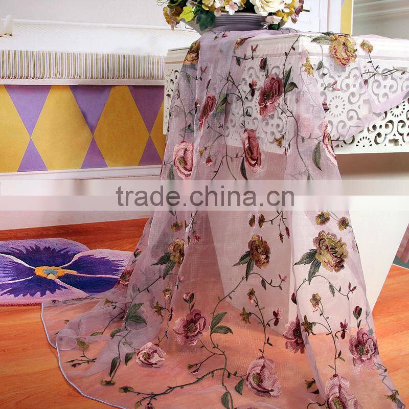 High Quality 100% Polyester Embroidery Jacquard Voile Curtain Design (doccia tenda disegni)