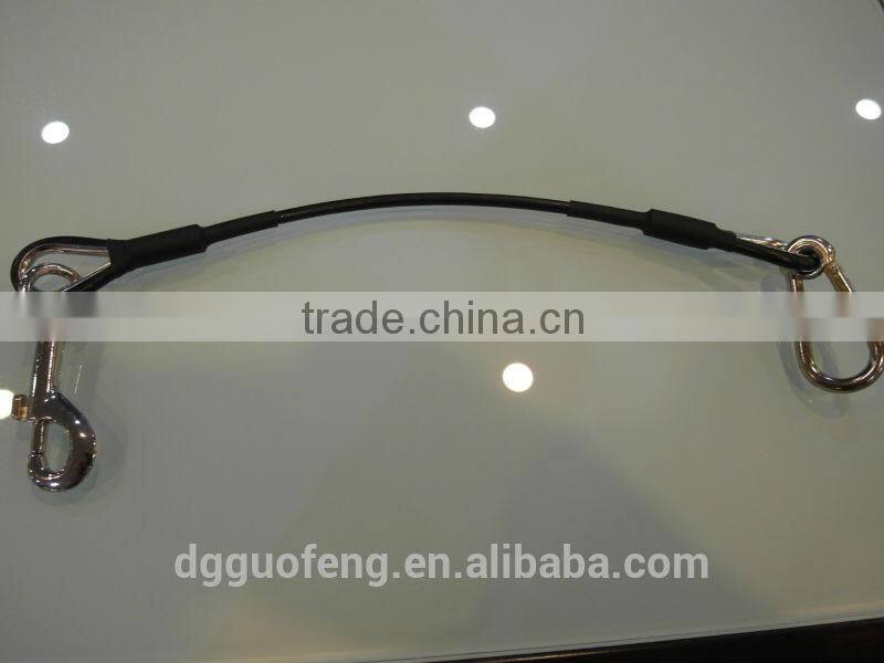 PVC coated wire cable with hook and carabiner