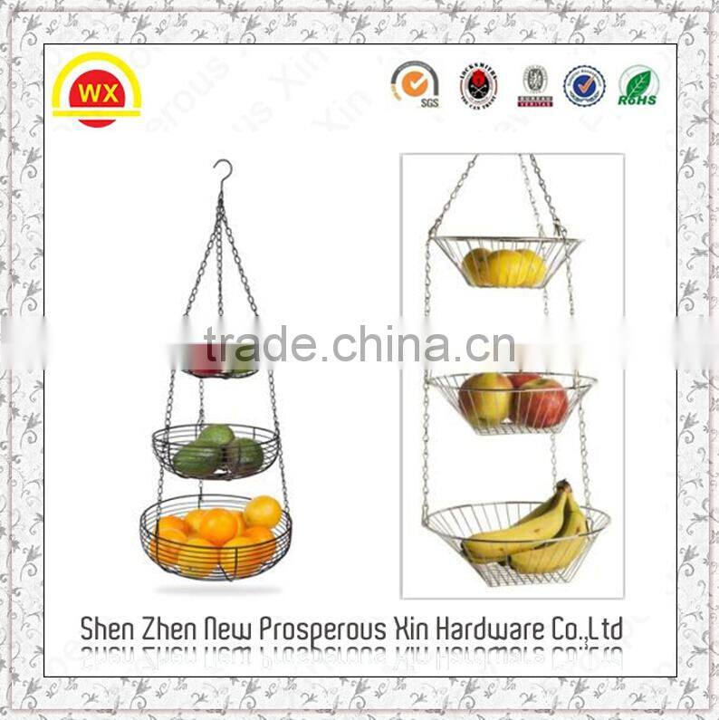 Hot sale new desigh 3 tier hanging metal fruit basket