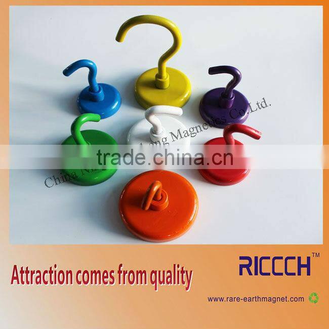 Yellow magnetic hooks,Strong Neodymium Rubber coated Pot Magnet