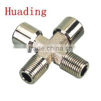 brass four way female fitting ,3/8 " 1/2" 1/4" brass fitting cross type fitting