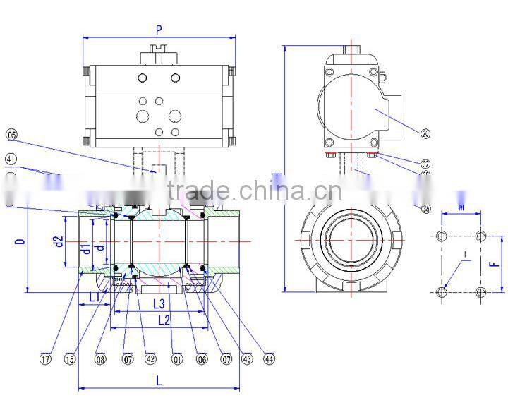 PVC/ CPVC/ PP/ PVDF Pneumatic actuated True Union Ball Valves DIN