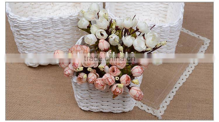 New set of 3 stackable design paper rope hand woven gift decorative small baskets