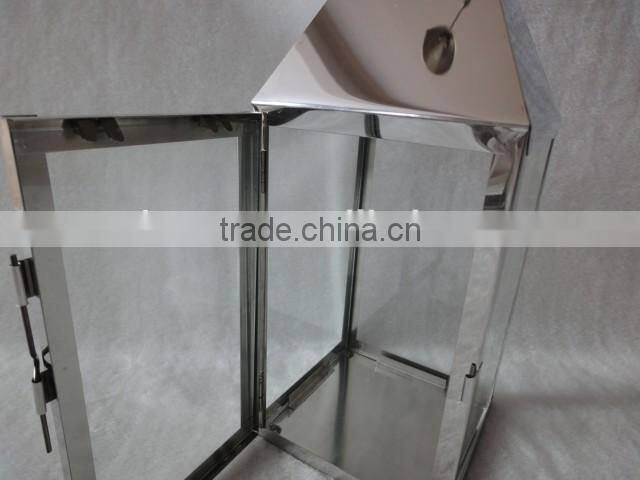 set of 3 stainless steel candle lantern