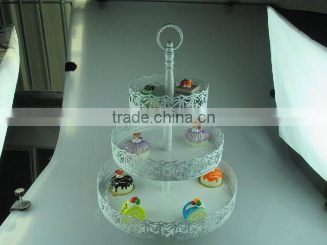 Cinderella Carriage Cake Stand 3 Tiers Lace Design Cake Stand in Metal