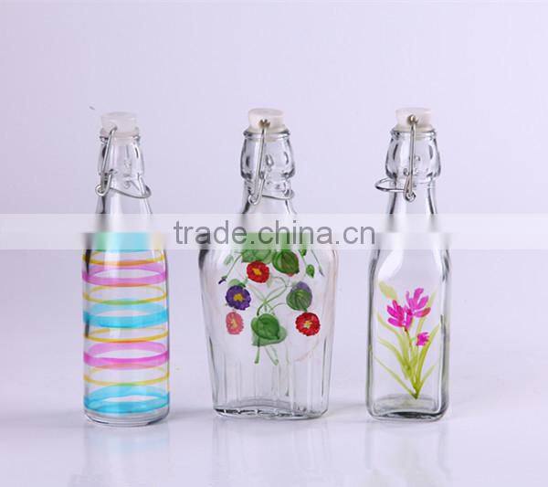 1000ml round glass milk bottle with spray