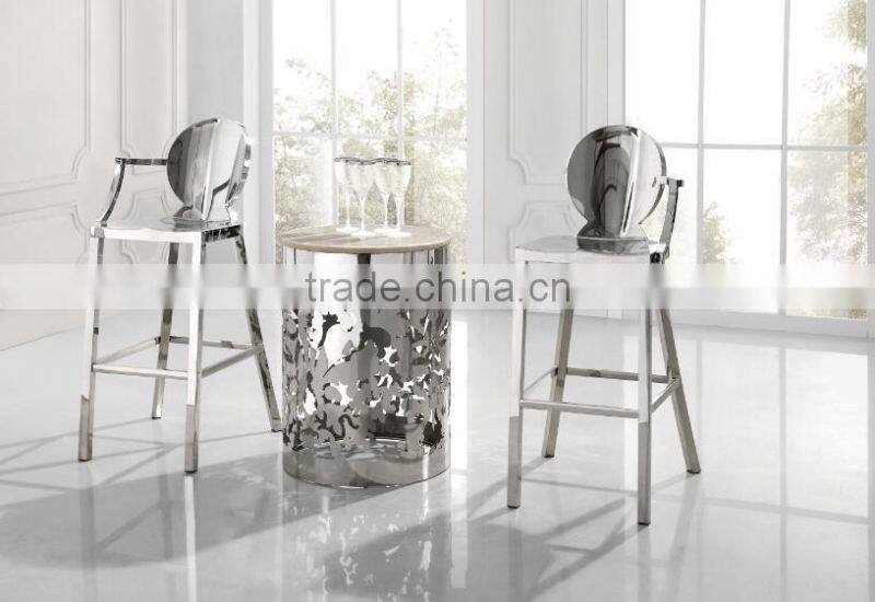 Stainless steel bar chair with armrest