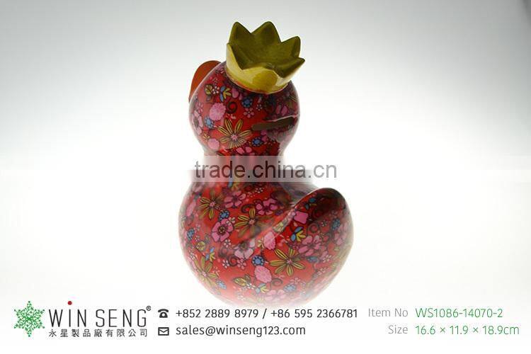 cheap coin box lovely design flower patterns duck shaped ceramic animal piggy bank