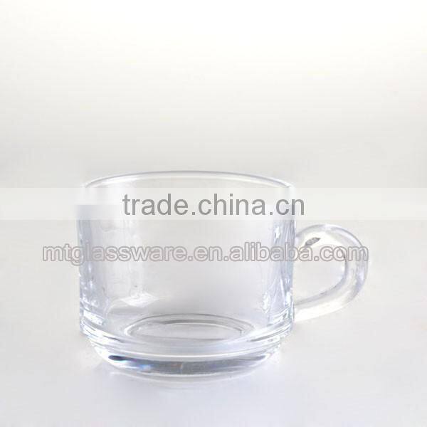 clear glass cup with handle