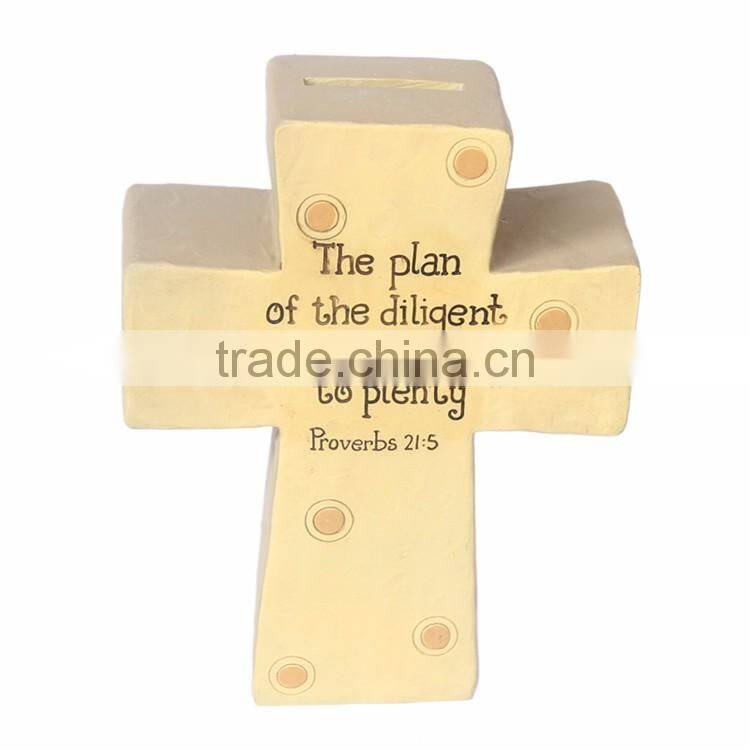 Custom kids gift resin religious crucifix money boxes