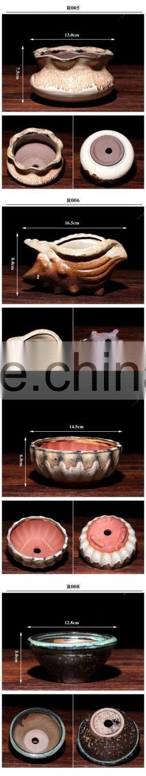 Yixing indoor mini clay flower pots, ceramic cup shaped flower pot
